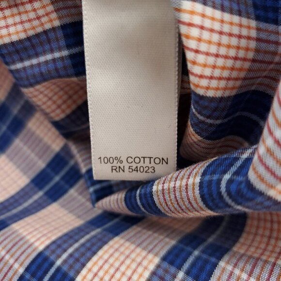 Banana Republic Non-Iron Tailored Slim Fit Shirt Plaid Cotton Men Large - Picture 7 of 10